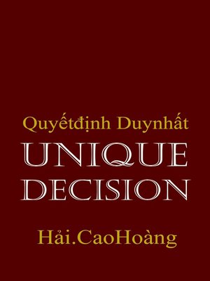 cover image of Unique Decision